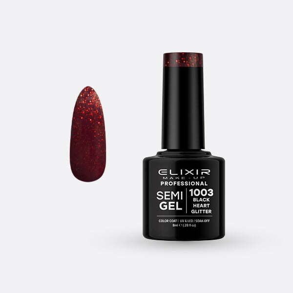 Ημιμόνιμο βερνίκι 8ml – #1003 (Black Heart Glitter) src=