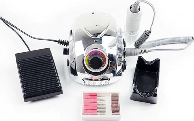 DM 212- Τροχός Νυχιών Ρεύματος 35000rpm με Πεντάλ σε Ασημί Χρώμα 65W src=