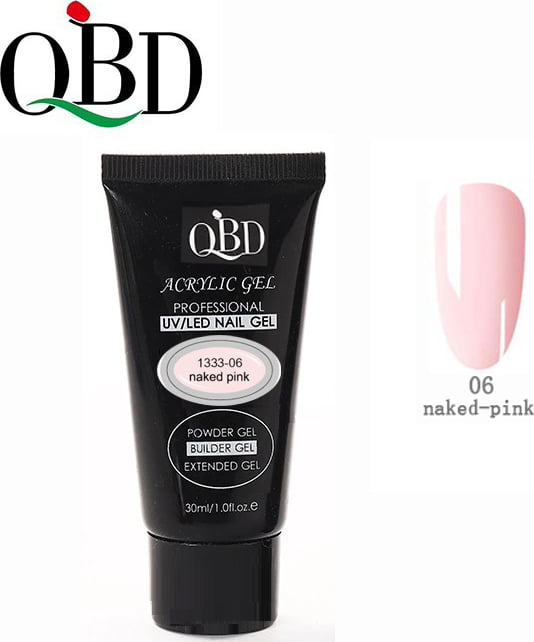 QBD Acrylic Gel UV/LED Nail Gel – Soak Off 30ml 06 Naked Pink src=