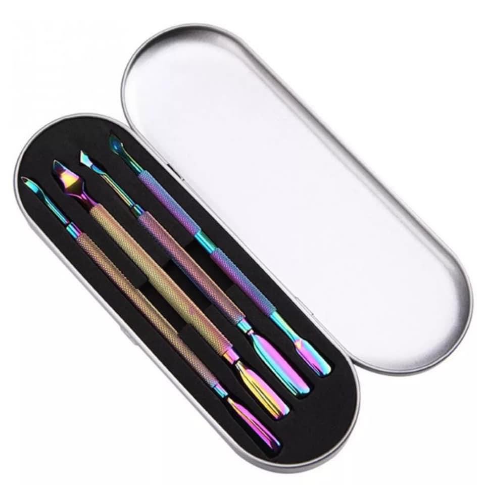 Σετ εργαλείων νυχιών- Chameleon Rainbow Stainless Steel Nail 4τμχ σε κασετίνα src=