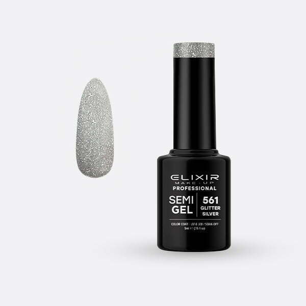 Ημιμόνιμο βερνίκι 5ml – #561 (Glitter Silver) src=