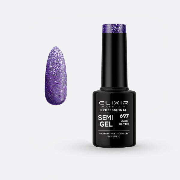 Ημιμόνιμο βερνίκι 5ml – #697 (Lilac Glitter) src=