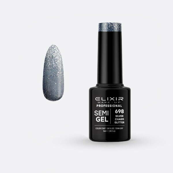 Ημιμόνιμο βερνίκι 5ml – #698 (Silver Charm Glitter) src=