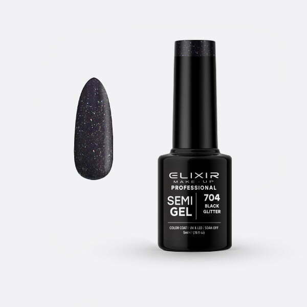 Ημιμόνιμο βερνίκι 5ml – #704 (Black Glitter) src=