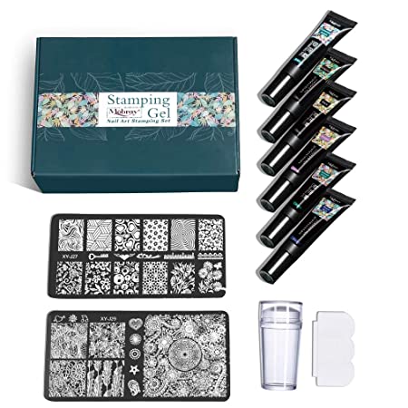 Nail Art Stamping Set Με 6 Stamping Gel, 1 Σφραγίδα + 2 Στάμπες src=