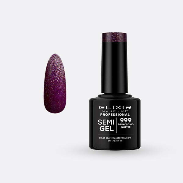 Ημιμόνιμο βερνίκι 8ml – #999 (Darkorchid Glitter) src=