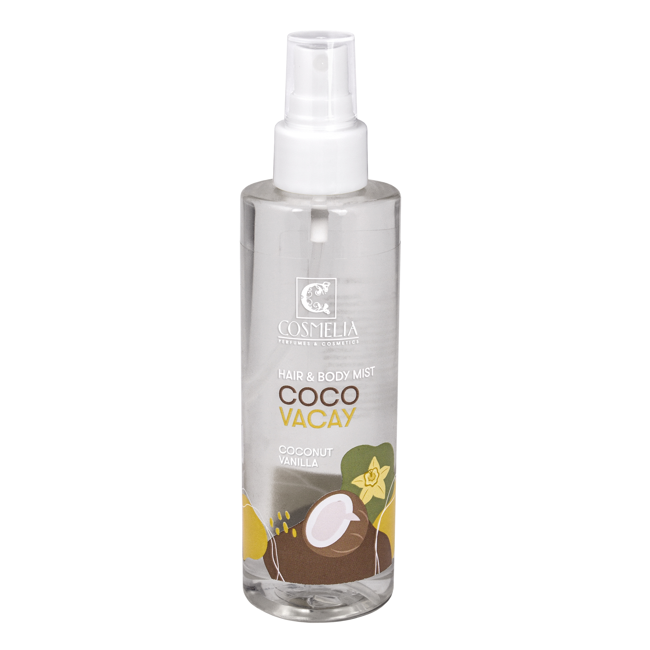 Cosmelia- Hair & Body Mist Coco Vacay Αρωματικό Σπρέι Σώματος & Μαλλιών με Καρύδα & Βανίλια 200ml src=