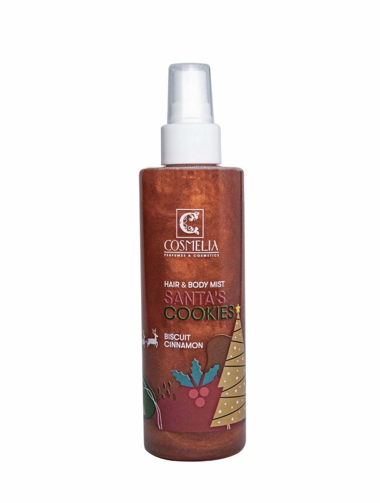 Cosmelia- Hair & Body Mist Santa’s Cookies Αρωματικό Σπρέι Σώματος & Μαλλιών με Μελομακάρονο 200ml src=