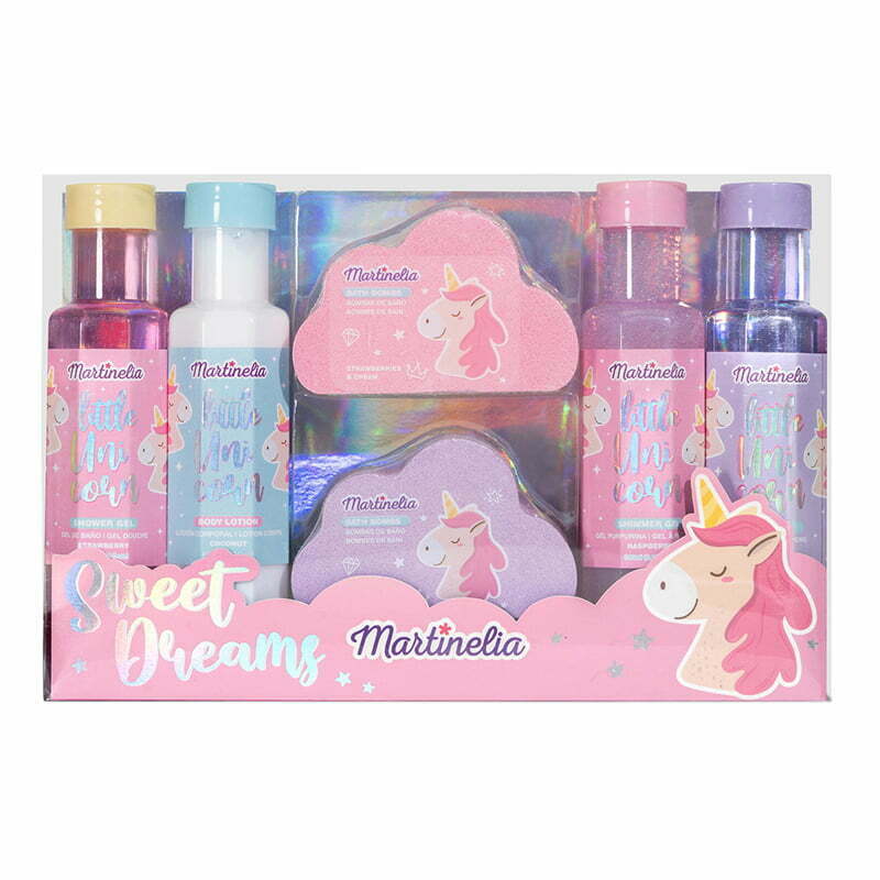 Martinelia- Unicorn Sweet Dreams Set Shower Gel 240ml, Body Lotion 240ml, Shampoo 240ml, Shimmer Gel 240ml, Bath Fizzers 2 x 150gr 240ml 150gr src=