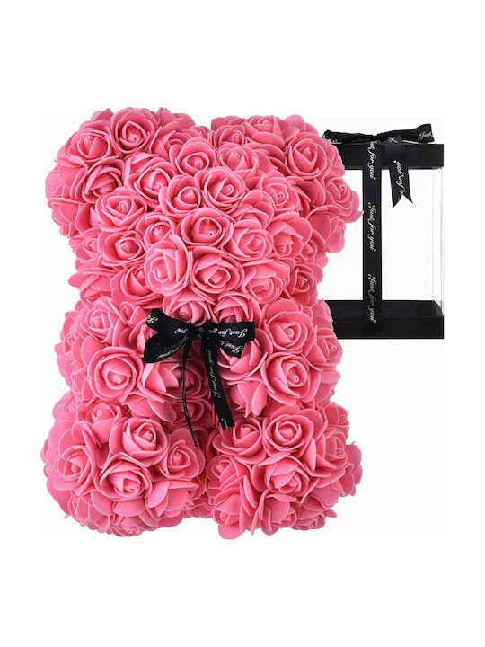 Αρκουδάκι από τεχνητά τριαντάφυλλα φούξια – 25 εκ. src=