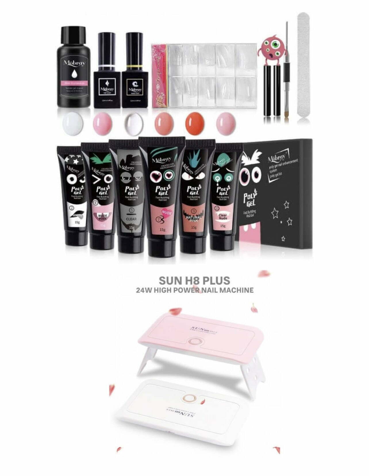 Σετ Mobray Poly Gel Nail Kit + Φουρνάκι Νυχιών Sun H8 Plus src=