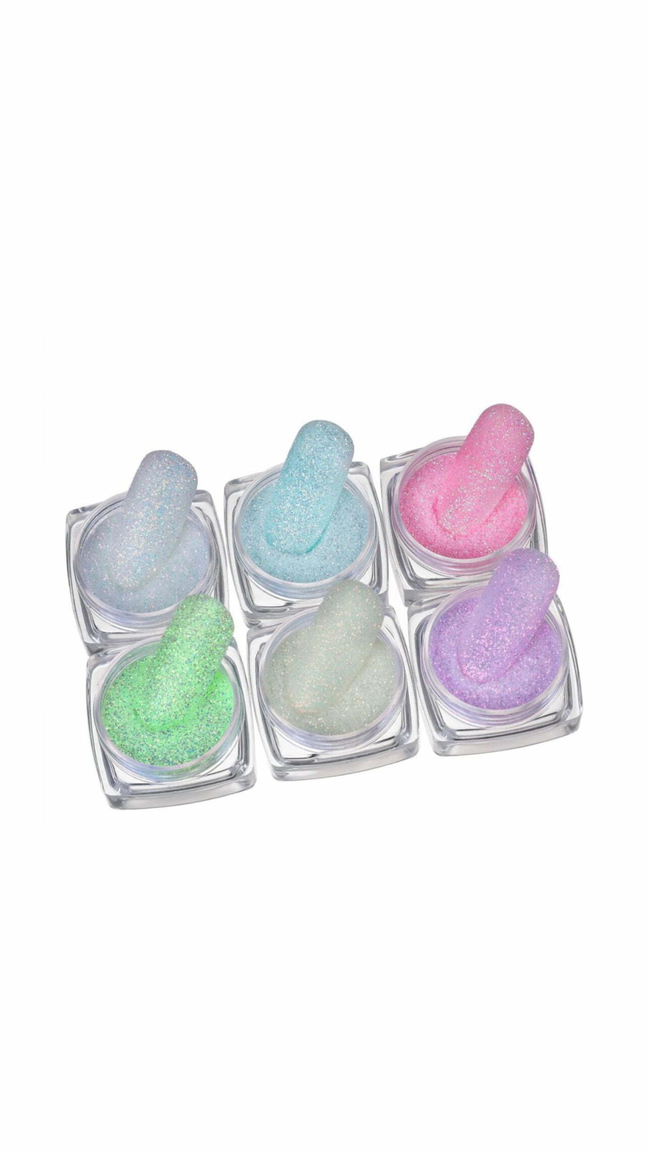 Σκόνες Νυχιών Glitter Φωσφοριζέ Sugar Σετ 6 Τεμάχια src=