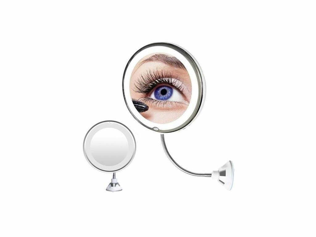 Καθρέπτης Μακιγιάζ Τοίχου με Φως Zoom x10 Ασημί src=