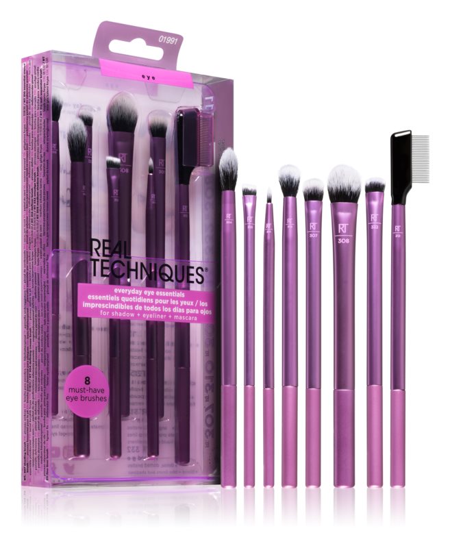Real Techniques Σετ με Πινέλα Μακιγιάζ από Συνθετική Τρίχα Everyday Eye Essentials 8τμχ 7962501991 src=