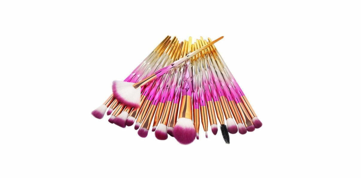 Σετ 20 πινέλων μακιγιάζ μεταλλικό χρυσό-φούξια src=