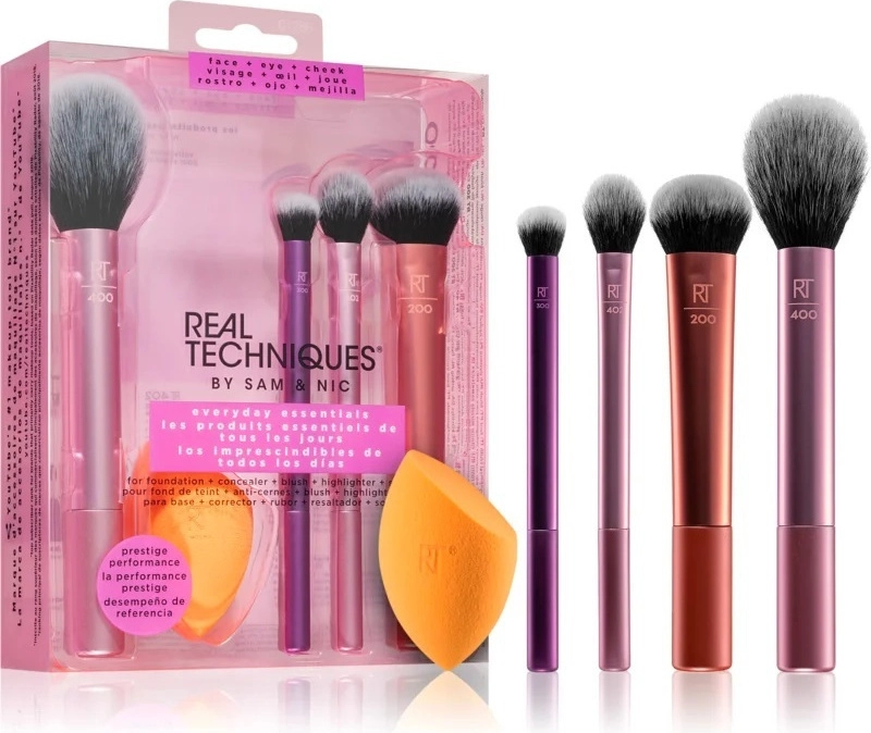 Real Techniques Σετ με Πινέλα και Σφουγγαράκια Μακιγιάζ Everyday Essentials 4τμχ