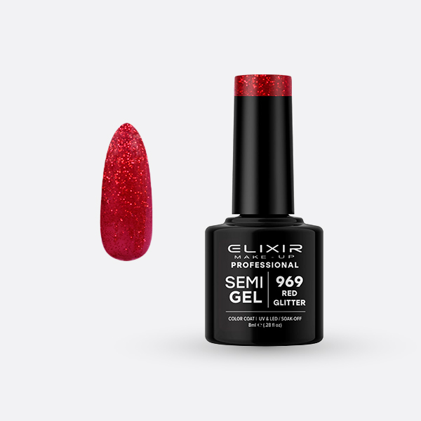 Ημιμόνιμο βερνίκι 8ml – #969 (Red Glitter) src=
