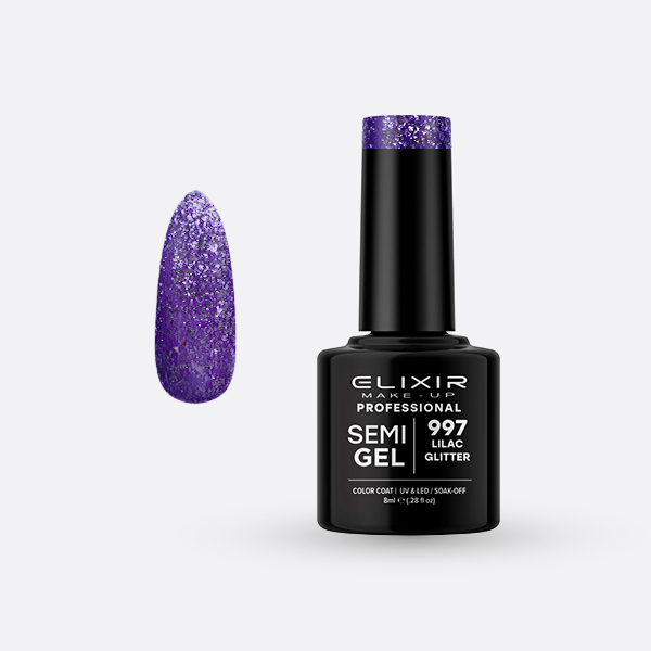 Ημιμόνιμο βερνίκι 8ml – #997 (Lilac Glitter) src=