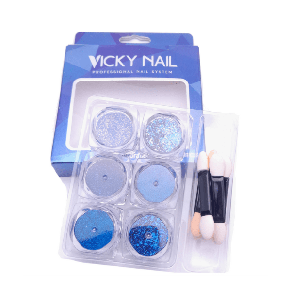 VICKY NAIL GLITTER ΣΚΟΝΗ ΓΙΑ ΝΥΧΙΑ BLUE ROYAL ΣΕΤ 6 ΤΕΜΑΧΙΩΝ