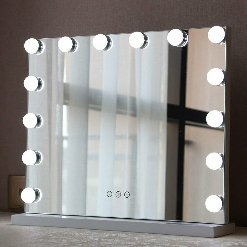 Τετράγωνος καθρέφτης μακιγιάζ LED 15 Λαμπτήρες θερμό/ψυχρό φωτισμό και Ρύθμιση Έντασης 80x60cm