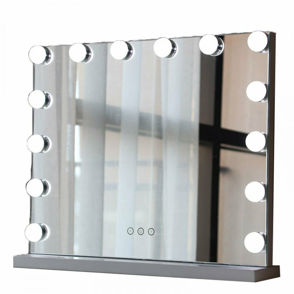 Τετράγωνος καθρέφτης μακιγιάζ LED 15 Λαμπτήρες θερμό/ψυχρό φωτισμό και Ρύθμιση Έντασης 80x60cm