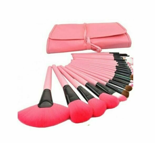 Tools For Beauty 24Pcs Makeup Brush Set with Pouch – Pink Black