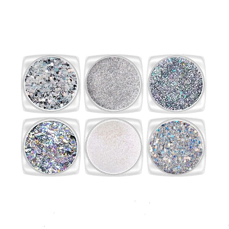 Vicky Nail Glitter Νυχιών Silver – 6PCS src=